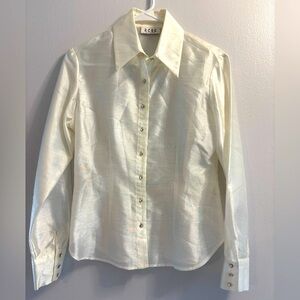 Vintage BCBGMaxAzria Ivory Satin Shirt Size S